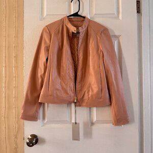 Cole Haan Signature Front Zip Pink Leather Jacket Size S/P